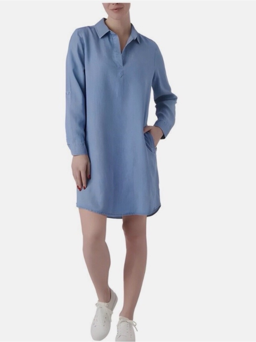 Como Vintage Light Blue Shirt Dress long sleeve. XL see measurements